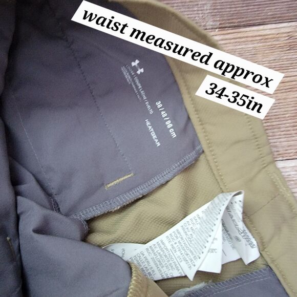 Under Armour Mens Sz 34 Golf Shorts HeatGear Loose Tan Flat Athletic 11" INS - Picture 8 of 10